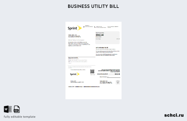 цифровая загрузка шаблона счета за коммунальные услуги Sprint (T Mobile)